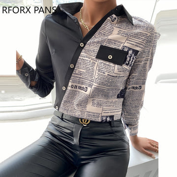 Yipinpay Print Long Sleeve Buttoned Up Shirt Casual Shirt Long Sleeve Blouse Women Top 2023